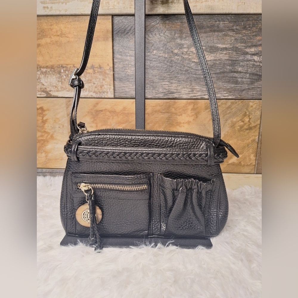 Brighton Black Leather Crossbody Bag